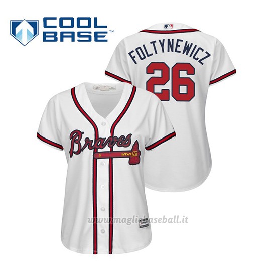 Maglia Baseball Donna Atlanta Braves Mike Foltynewicz Cool Base Majestic 1ª2019 Bianco